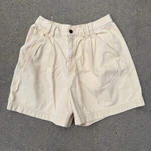 VTG 90s Liz Wear size 12 cotton butter cream yellow high rise pleated mom shorts